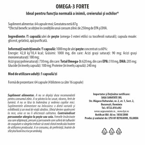Lysi Omega 3 Forte Ulei de Pește 1000 mg, 64 capsule moi - Img 2
