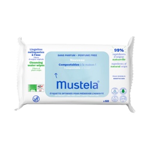 Șervețele Umede Curățătoare cu Apă, 60 bucăți, Mustela