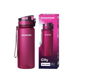 Sticla filtranta Aquaphor City 650 ml, Visiniu, cu filtru inclus 150 L - Img 3