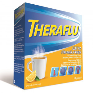Theraflu Extra raceala si gripa, 10 plicuri, GSK