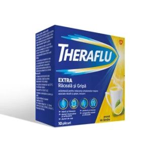 Theraflu Extra răceală și gripă, 650 mg/20 mg/10 mg, 10 plicuri, Haleon