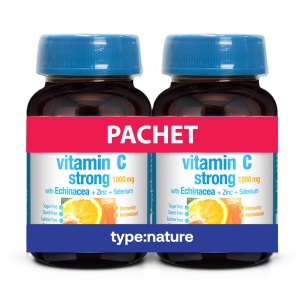 Vitamina C Strong 1000 mg cu Zinc, Seleniu și Echinacea, 60 + 60 tablete, Naturmil