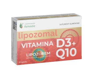 Vitamina D3 + Q10 lipozomal, 30 capsule, Laboratoarele Remedia