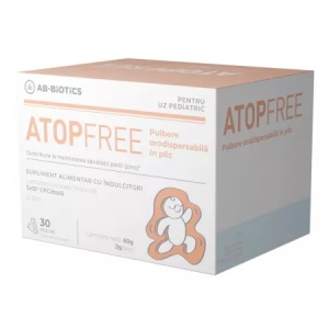 AB-Biotics Atopfree probiotic cu Lactobacillus sakei si zinc, 30 plicuri orodispersabile