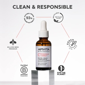 Apivita Bee Tech ser antioxidant iluminator cu vitamina C si propolis C15 Propolis Correct Serum 30ml - Img 4