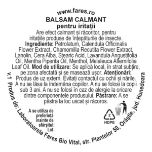 Balsam calmant pentru iritații, 20 g, Fares - Img 2