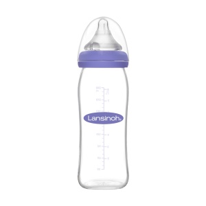 Biberon din sticlă cu tetină din silicon NaturalWave (+3 luni), 240 ml, Lansinoh
