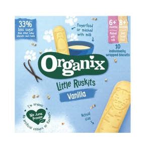 Biscuiti Bio cu vanilie pentru sugari Little Ruskits, 6 luni+, 60 g, Organix