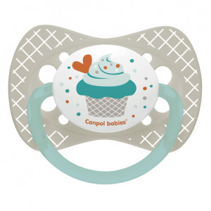 CANPOL Suzeta Simetrica Silicon 6-18L Cupcake 23/283 Grey