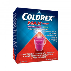 Coldrex MaxGrip Fructe de Padure & Mentol, 10 plicuri, Perrigo