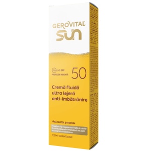 Crema fluida de fata anti-imbatranire cu SPF 50 Sun, 50 ml, Gerovital