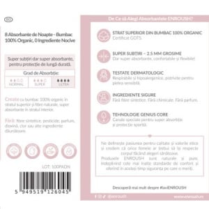 Enroush absorbante de noapte din bumbac organic, 8 buc - Img 3