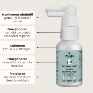 Faunus Respiratorus Gât Liniștit, spray de gât pentru adulți cu propolis și miere, 30 ml - Img 5