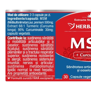 Herbagetica MSM, pachet 2 x 30 capsule - Img 2