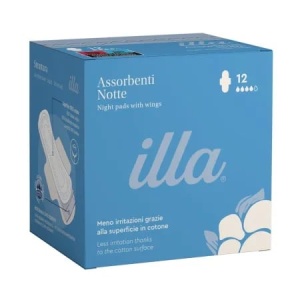 Illa absorbante de noapte din bumbac, 4 picaturi, 12 bucati