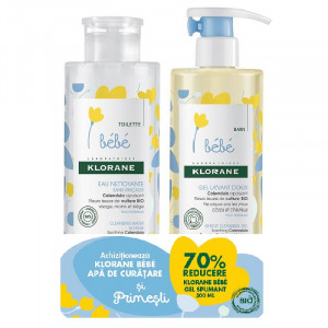 KLORANE Bebe Apa de curatare x500ml+Klorane Bebe Gel spumant x500ml pachey