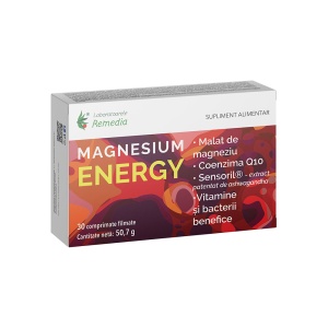 Magnesium Energy, 30 comprimate filmate, Laboratoarele Remedia
