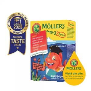 Pestisori gumati cu Omega-3 aroma de lamaie verde si capsuni, 36 jeleuri, Mollers - Img 4