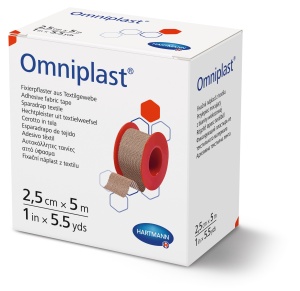 Plasture adeziv Omniplast 2.5 cm x 5 m – Textil, Hartmann - Img 1