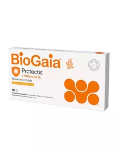 Protectis cu vitamina D3 800 UI portocale, 10 tablete masticabile, BioGaia