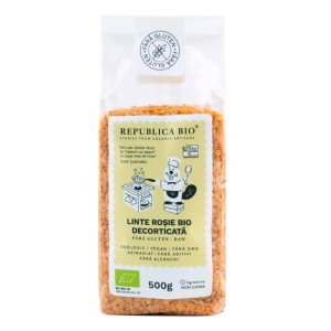 Republica BIO Linte rosie decorticata ecologica, fara gluten, 500 g