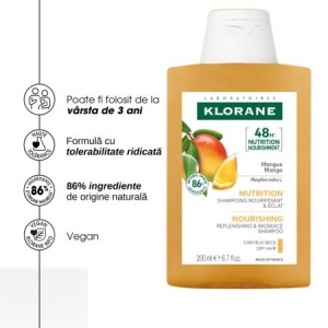 Șampon Hrănitor cu Unt de Mango Bio, 200 ml, Klorane - Img 2