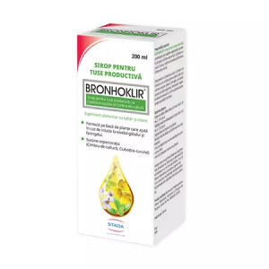 Stada Bronhoklir sirop pentru tuse productiva cu cimbru, ciubotica-cucului si echinacea, 200 ml