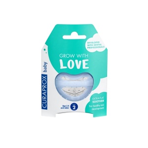 Suzetă din silicon Curaprox T2 Baby Blue, 18+ luni