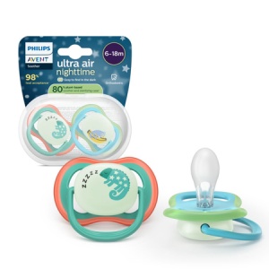Suzete fosforescente Ultra Air, Somn, 6-18 luni, SCF376/28, 2 bucăți, Philips Avent
