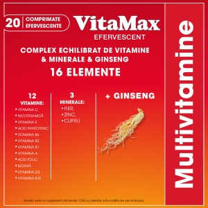VitaMax Efervescent Multivitamine cu Ginseng Siberian, 20 comprimate efervescente, Perrigo - Img 5