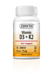 Zenyth Vitamina D3 2000 UI + K2 MK-7 75 mcg, 30 capsule