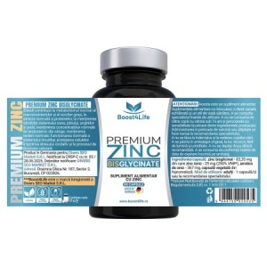 Zinc Bisglicinat Premium, 83.35 mg, 60 capsule vegane, Boost4Life - Img 2