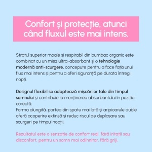 Absorbante de noapte din bumbac organic, 8 bucăți, Phin - Img 5