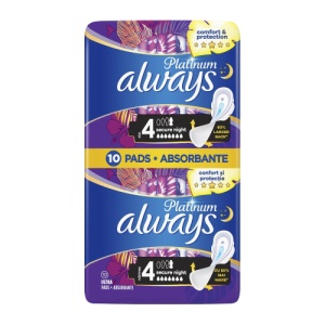 Always Platinum Secure Night Absorbante de Noapte, 10 bucăți
