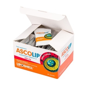 ASCOLIP Vitamina C lipozomală 500 mg cu aromă de cireșe, 30 plicuri, Liposhell - Img 2