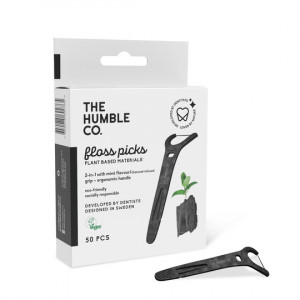 Ata dentara cu maner 2in1 carbune si menta 50buc Humble