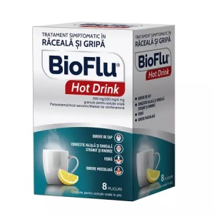 Bioflu Hot Drink, 500 mg/200 mg/4 mg, 8 plicuri, Biofarm