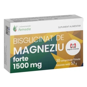 Bisglicinat de Magneziu Forte 1500 mg, 30 comprimate – Laboratoarele Remedia