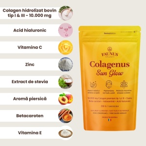 Faunus Colagenus Sun Glow, pudră cu colagen pentru bronz uniform și piele radiantă, 330g - Img 4