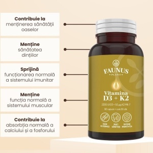 Faunus Vitamina D3+K2, 60 Capsule - Img 5