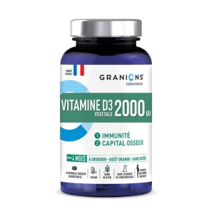 Granions LGN Vitamina D3 2000 UI vegetala, 30 comprimate masticabile