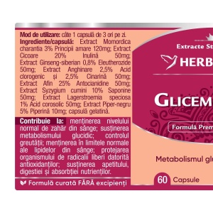 Herbagetica Glicemostabil, pachet 2 x 60 capsule - Img 2