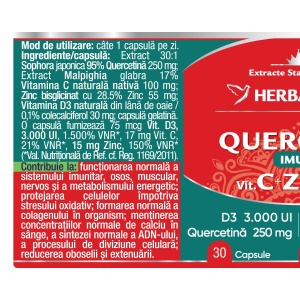 Herbagetica Quercetin Imuno Suport, 30 capsule - Img 2