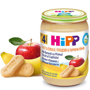 HIPP ECO fruct&cereale, banana,mar cu biscuite 190 gr