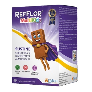 Hyllan Refflor MultiKids, multivitamine și probiotic pentru copii, 30 tablete de ciocolată