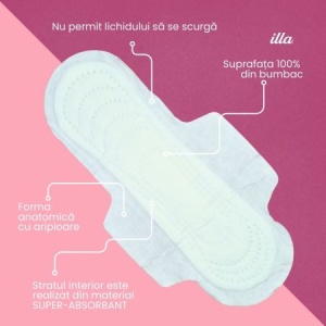 Illa absorbante de noapte extra din bumbac, 5 picaturi, 12 bucati - Img 5