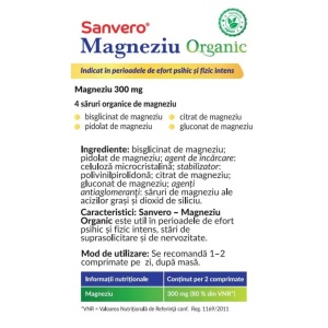 Magneziu Organic, 30 comprimate, Sanvero - Img 2