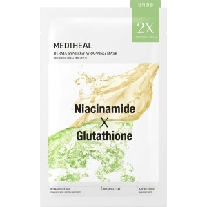 Mască de față pentru luminozitate, Derma Synergy Wrapping Mask Niacinamide x Glutathione, 25 ml, Mediheal