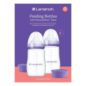 Pachet 2 biberoane cu tetină NaturalWave flux mediu (+3 luni), 240 ml, Lansinoh - Img 2