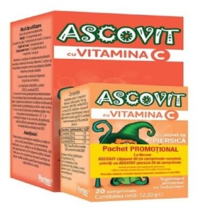 Pachet Ascovit Capsuni, 60 comprimate + Piersica, 20 comprimate, Perrigo